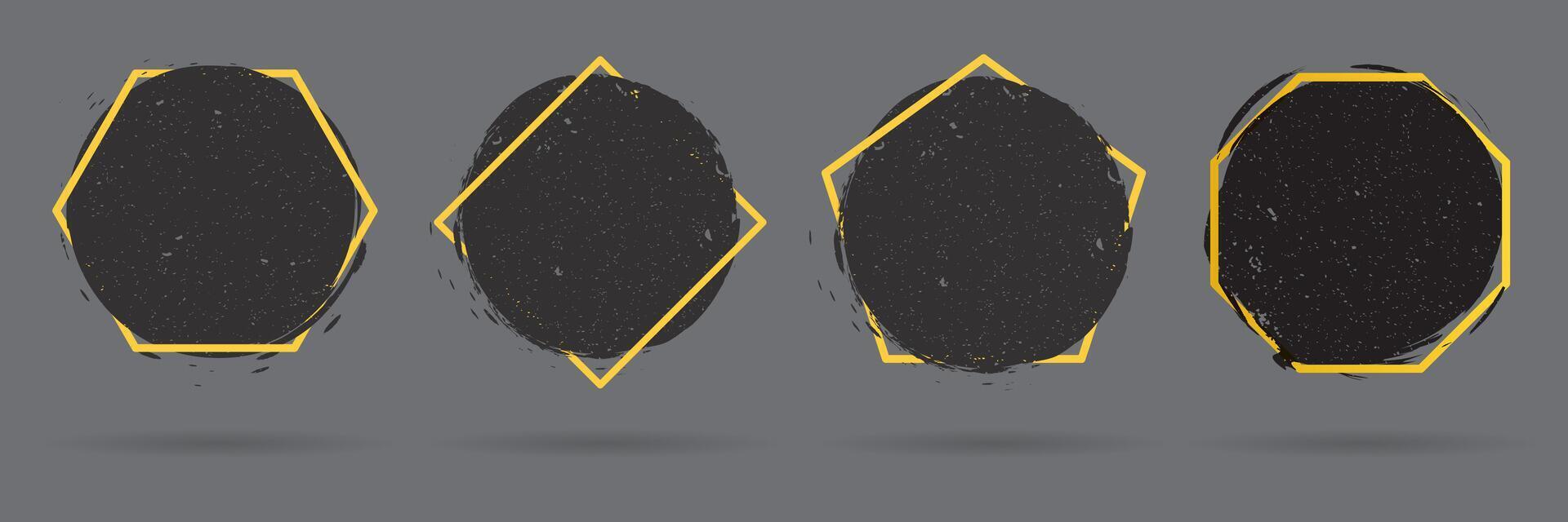 Black and yellow geometric shapes collection vector