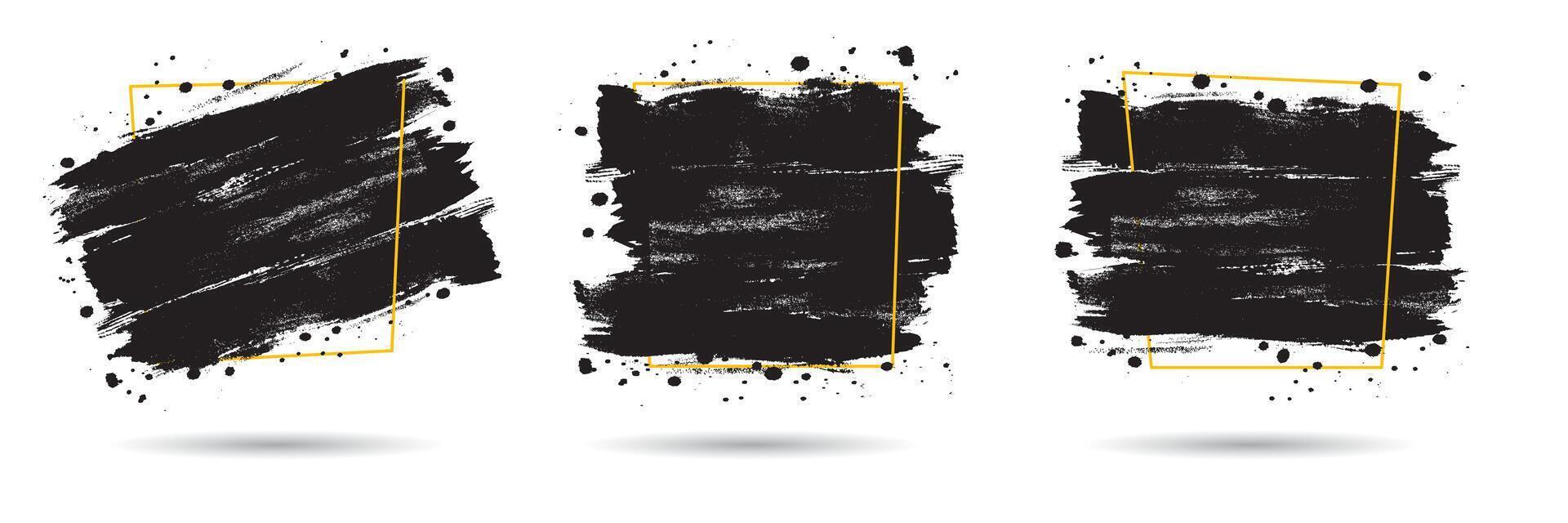 Black brush stroke designs with frames vector