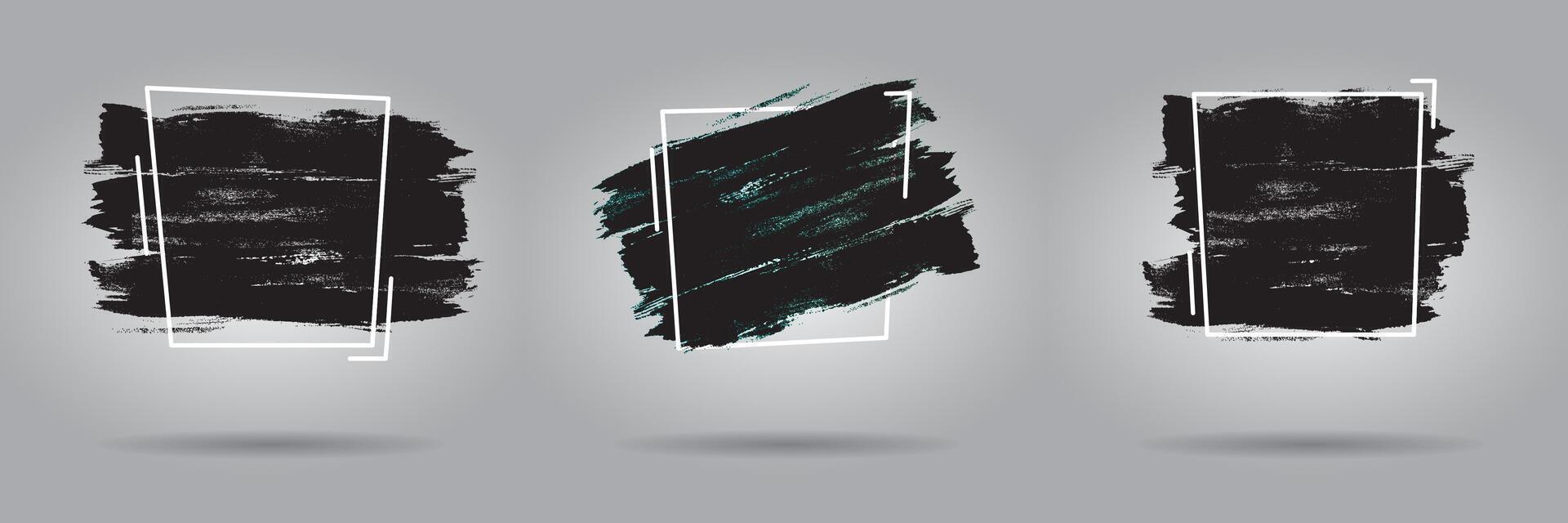 Brush stroke designs on grey background vector