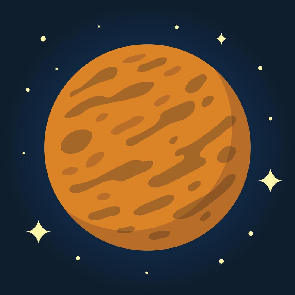 Illustrated planet in dark space vector