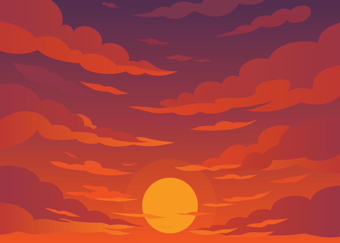 Colorful sunset with clouds vector