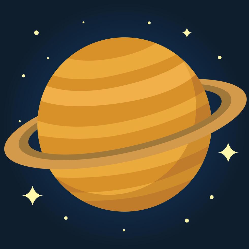 Colorful planet with rings in space vector