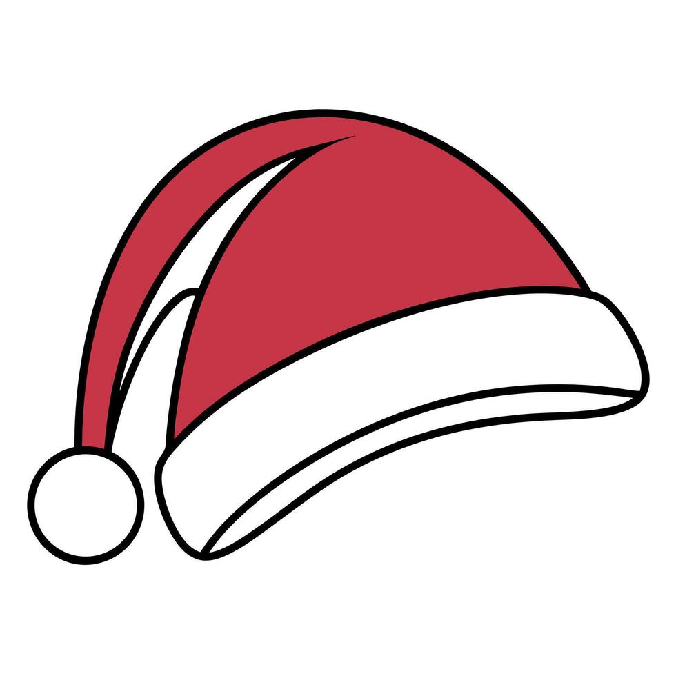 White Lined Santa Cap with Red Ball vector