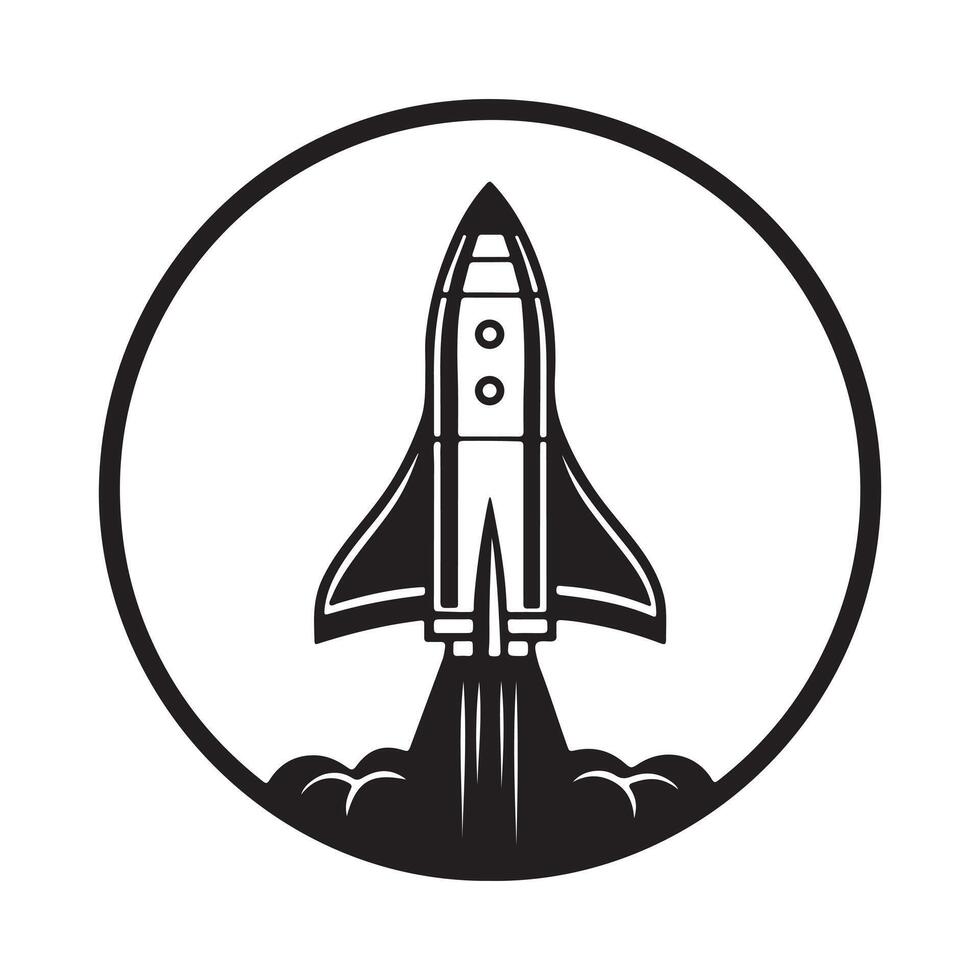 a silhouette of a space logo design with a white background vector