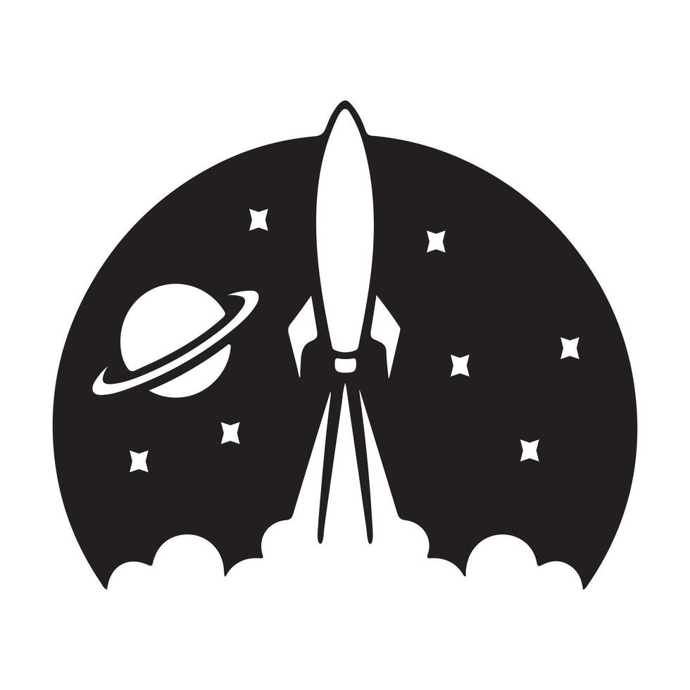a silhouette of a space logo design vector