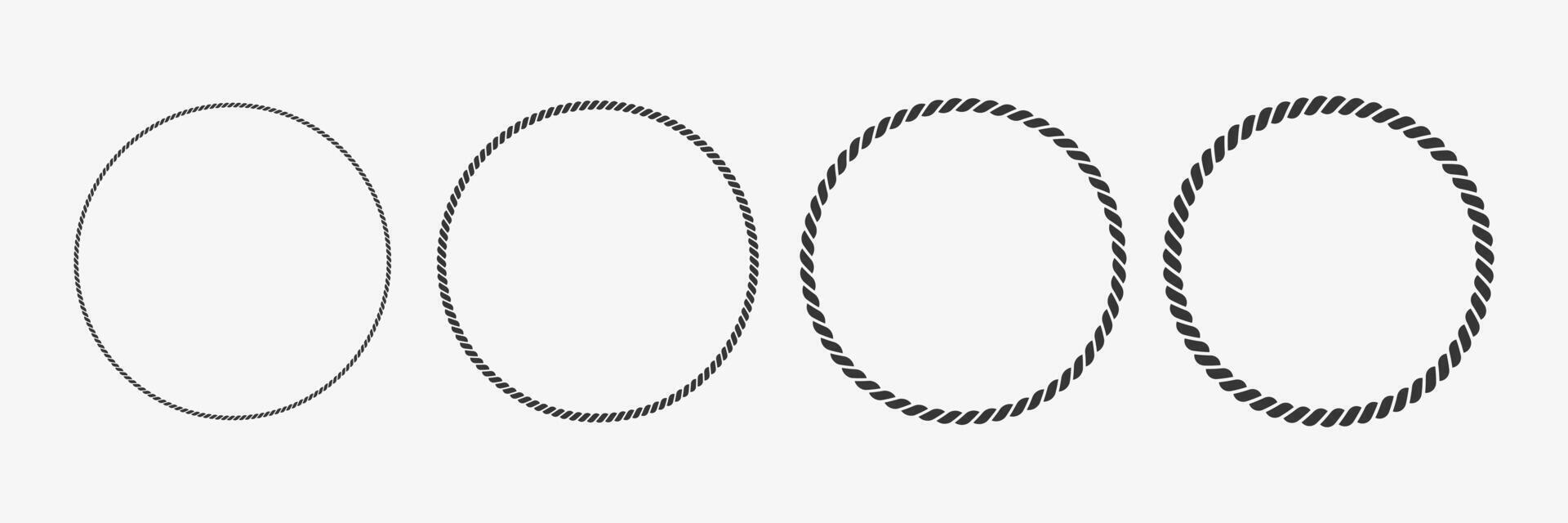 ircle woven rope frames collection. Glyph illustration of knot borders vector