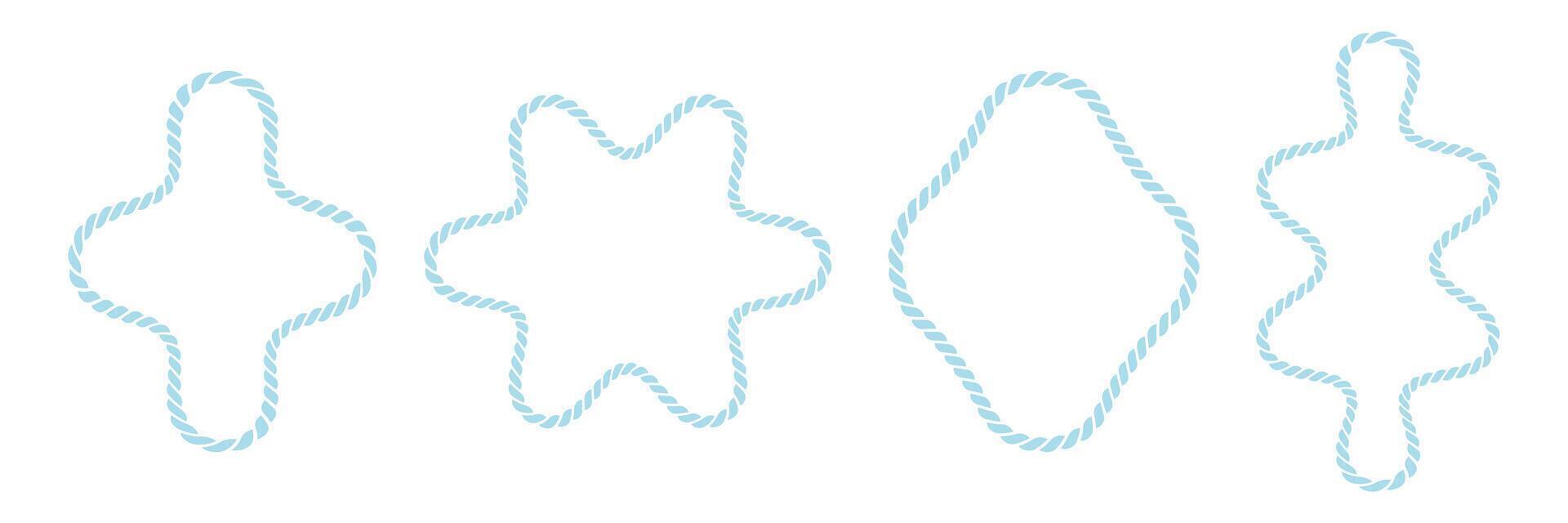 Blue cord frames. Decorative knot borders vector
