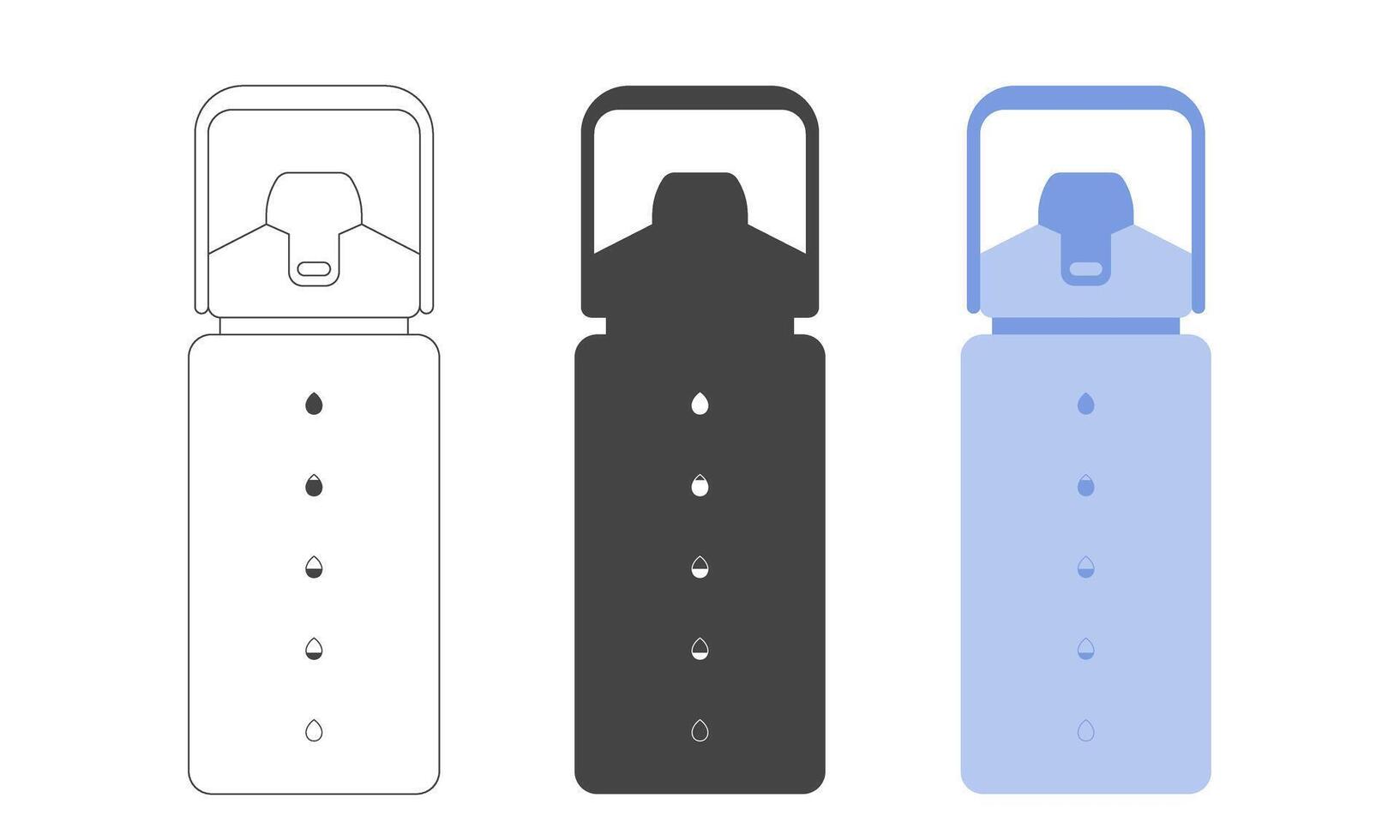 Set of sport water bottles with hydration markers vector