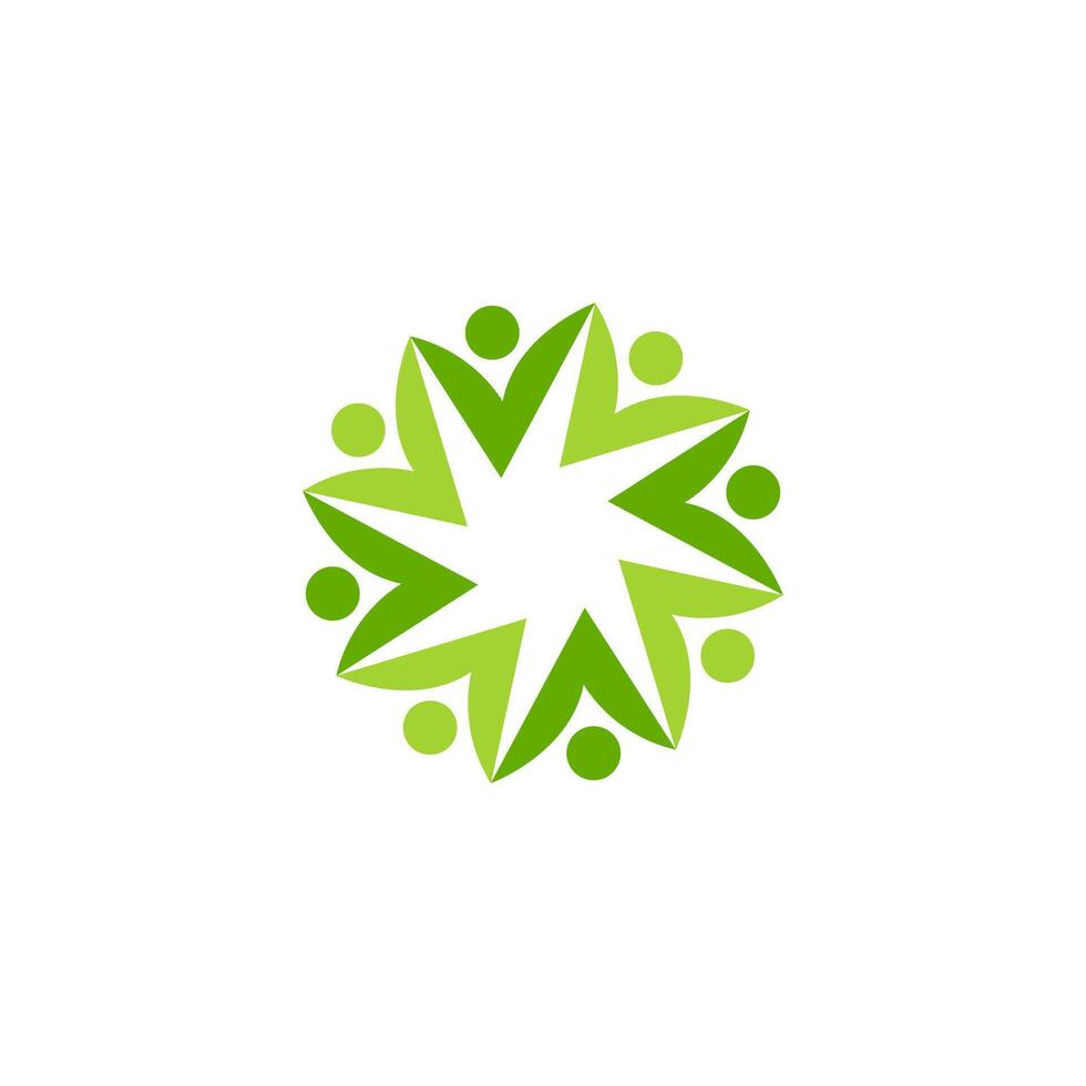 A green logo with people in a circle vector