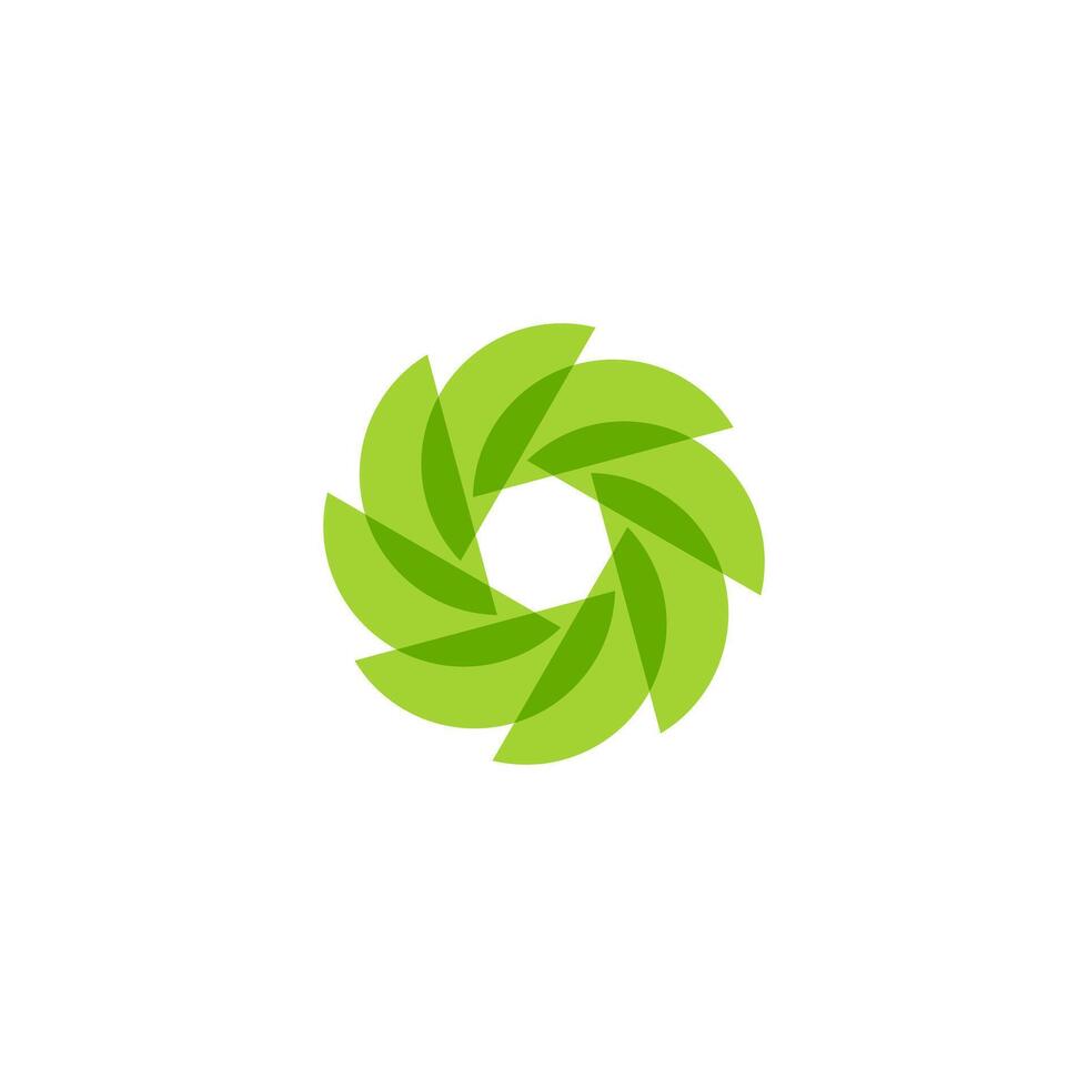 A green logo with a leaf in the center vector