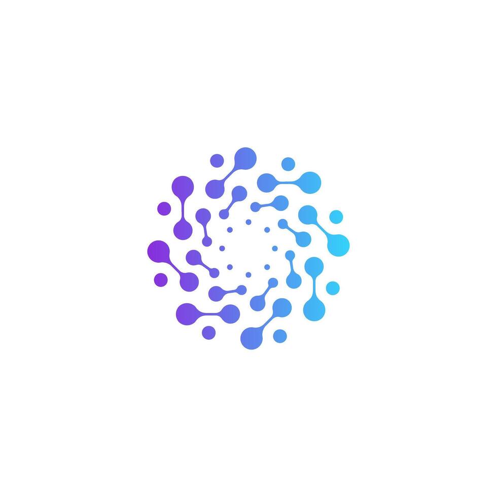 A circular logo with blue and purple circles vector