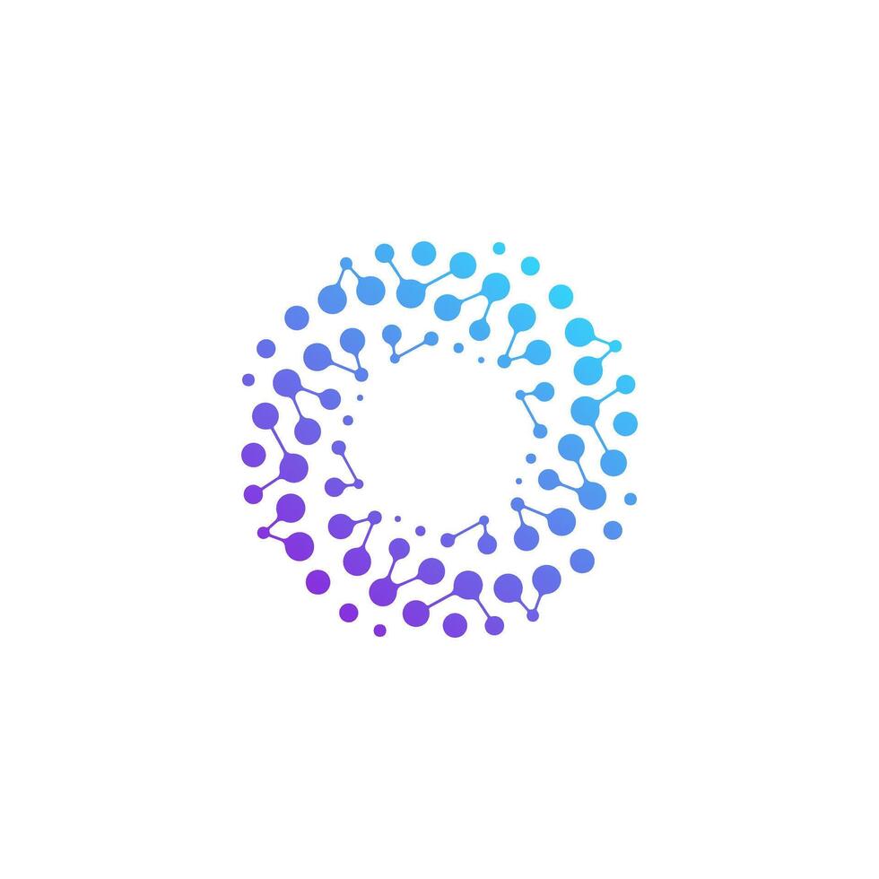 A circle with blue and purple dots on it vector