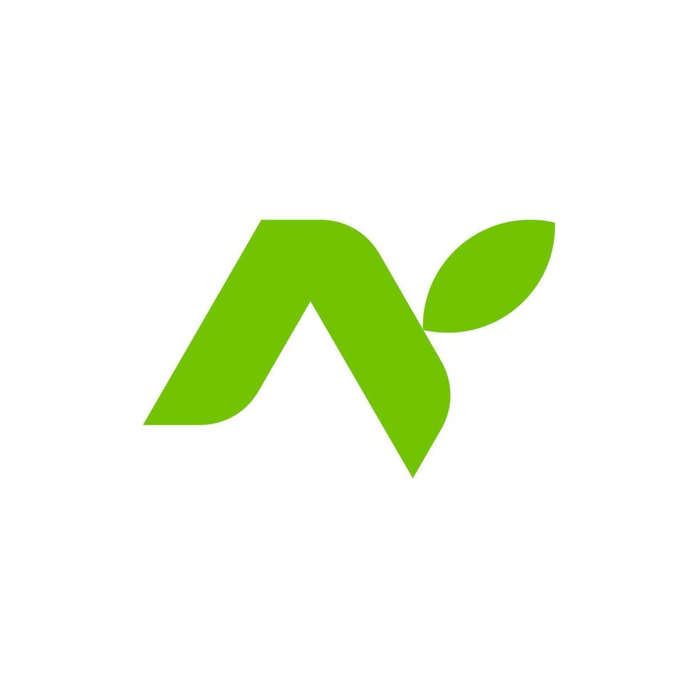 A green leaf logo with the letter n vector