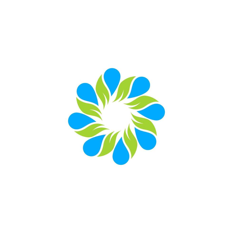 A logo for a company that is made up of blue and green leaves vector