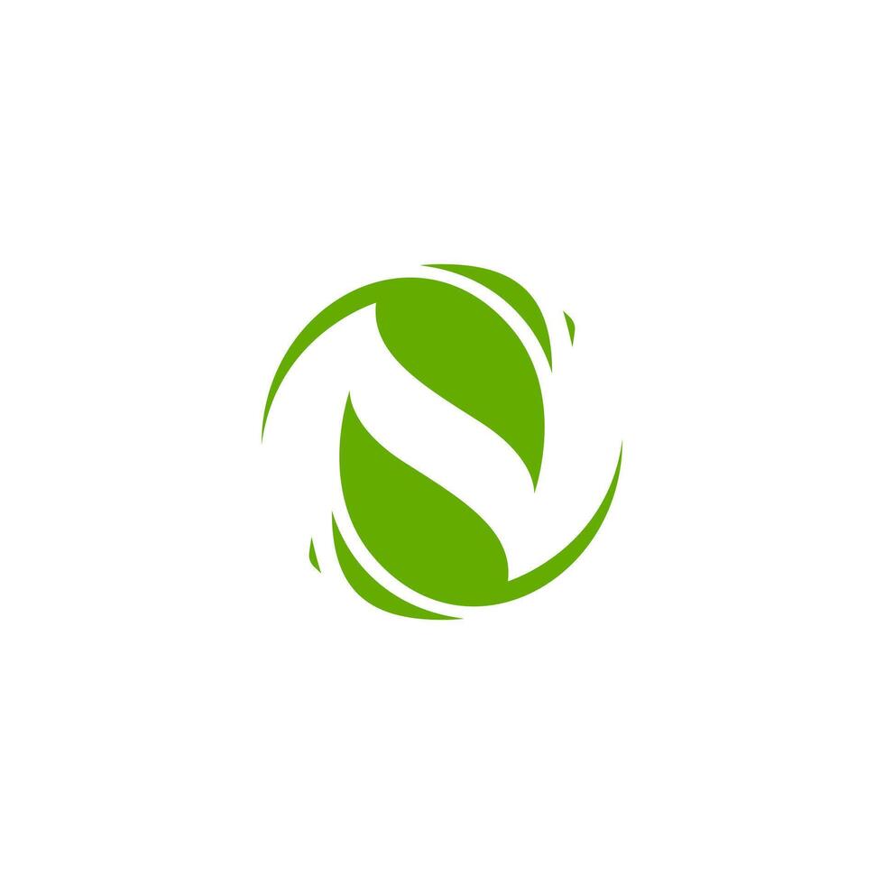 A green leaf logo with a circular shape vector