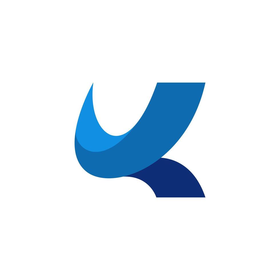 A blue and white logo with the letter k vector