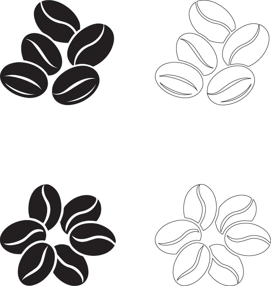 coffee day coffee bean illustrations silhouette outline cluster circular patterns vector