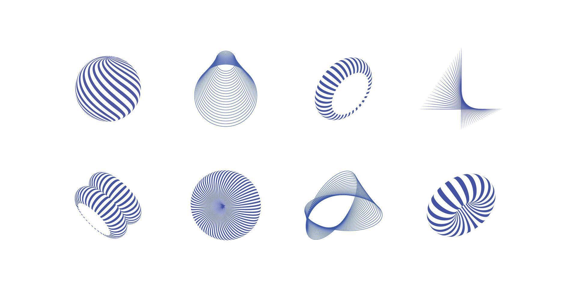 Abstract 3d Y2K Shapes Collection for Design vector