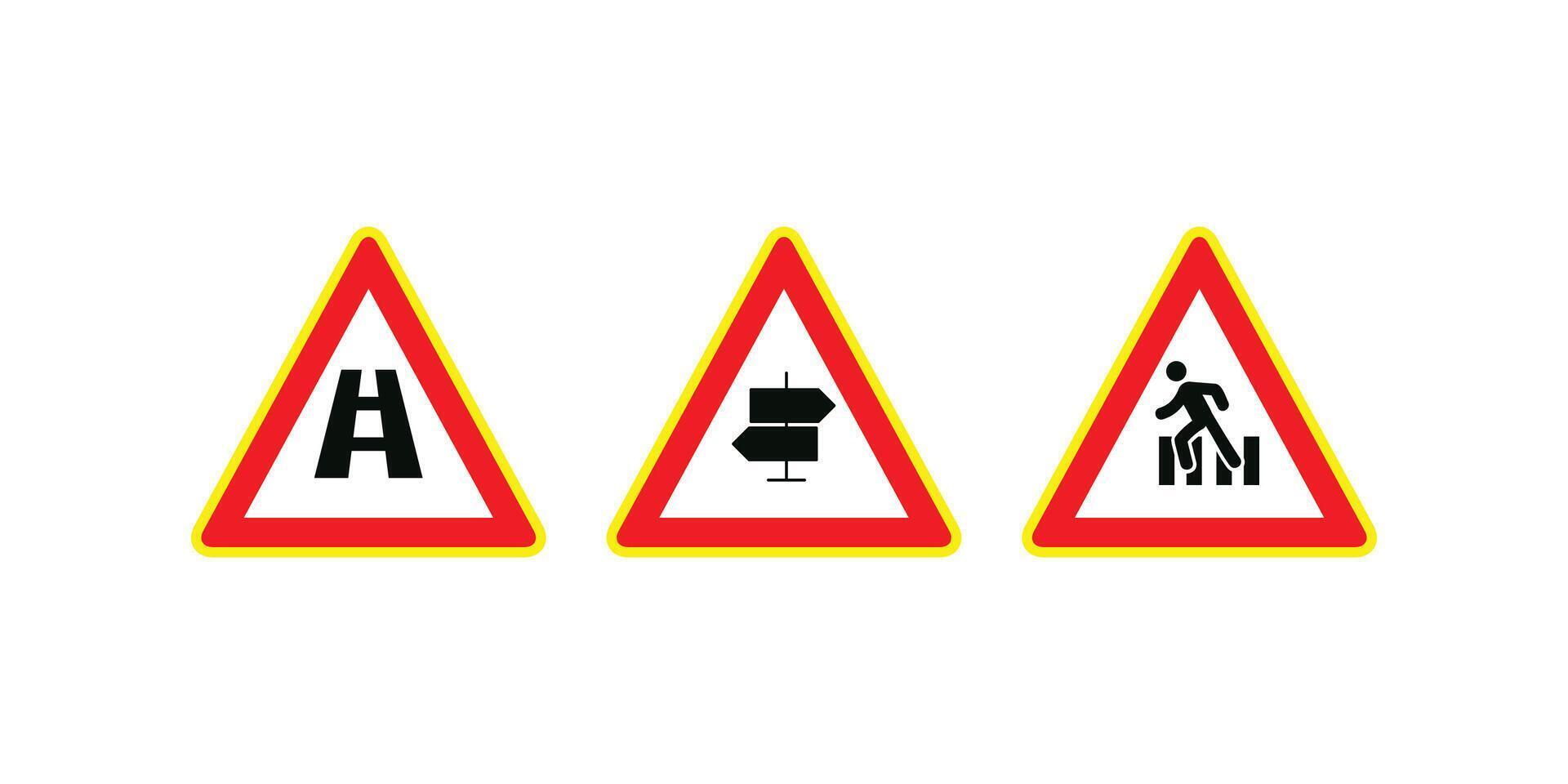 black and yellow warning signs with diagonal lines. Attention, danger or caution sign, construction site signage vector