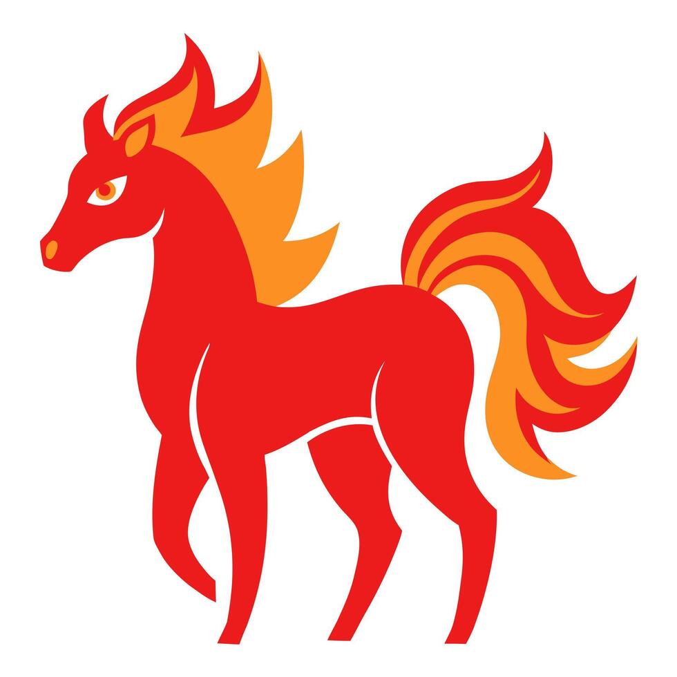 Silhouette logo Red Fire Horse is a symbol of the 2026 Chinese New Year. vector
