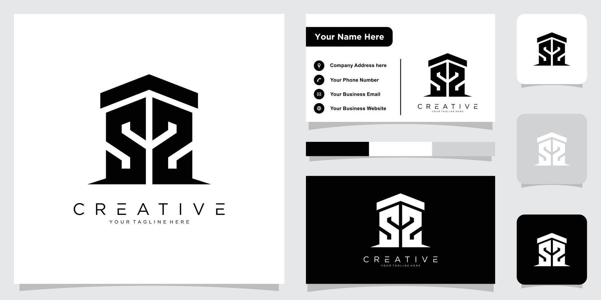 Initial SS letter logo design with business card design vector