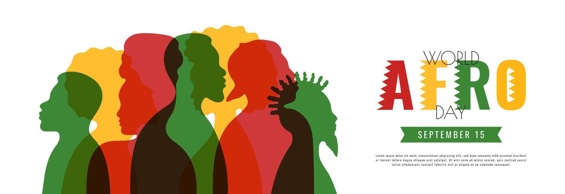 World Afro Day. September 15. Template for background, banner, card, poster with text inscription. Holiday concept. illustration. Flat style. vector