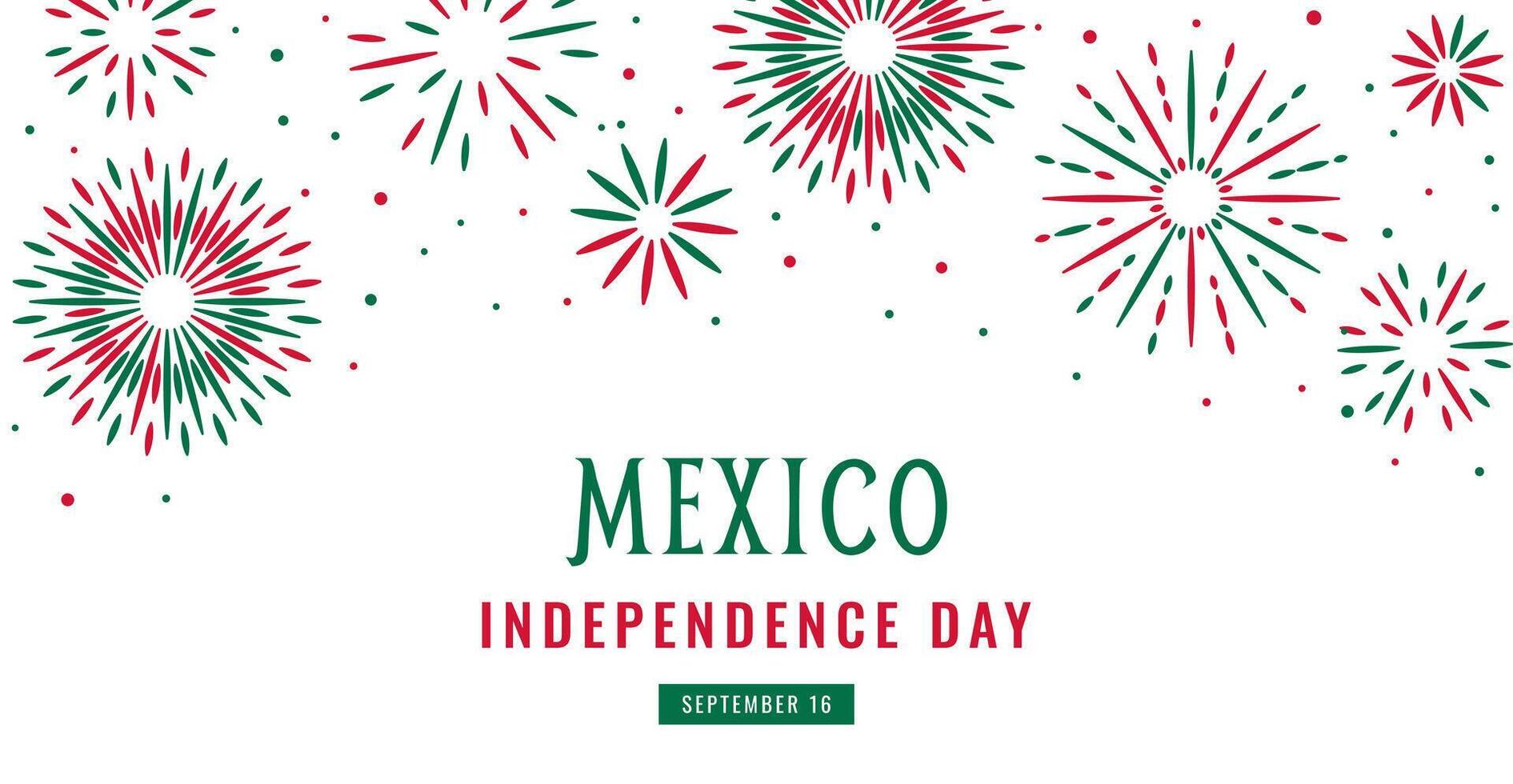 16 September Mexico Independence Day banner template. Red green color of flag Fireworks. Holiday concept vector