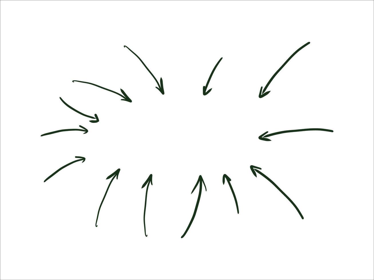 hand drawn doodle arrow collection featuring various directions, styles and sketchy lines, ideal for infographics, presentations, and playful creative visuals vector