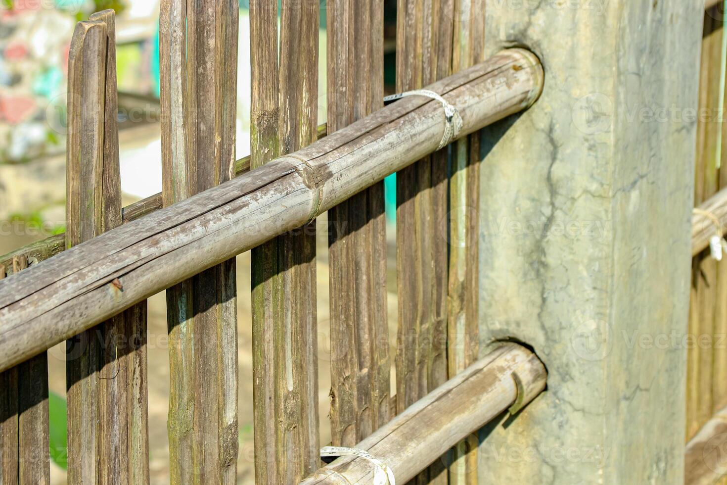 Bamboo Fence Detail with Concrete Post Outdoor Construction photo