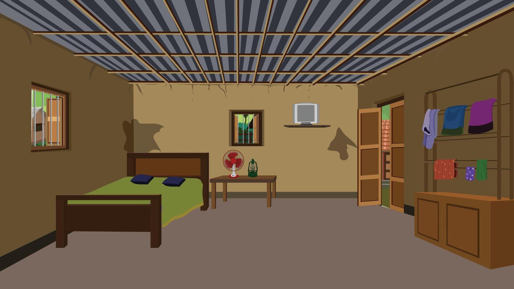 Interior view of a cozy bedroom vector