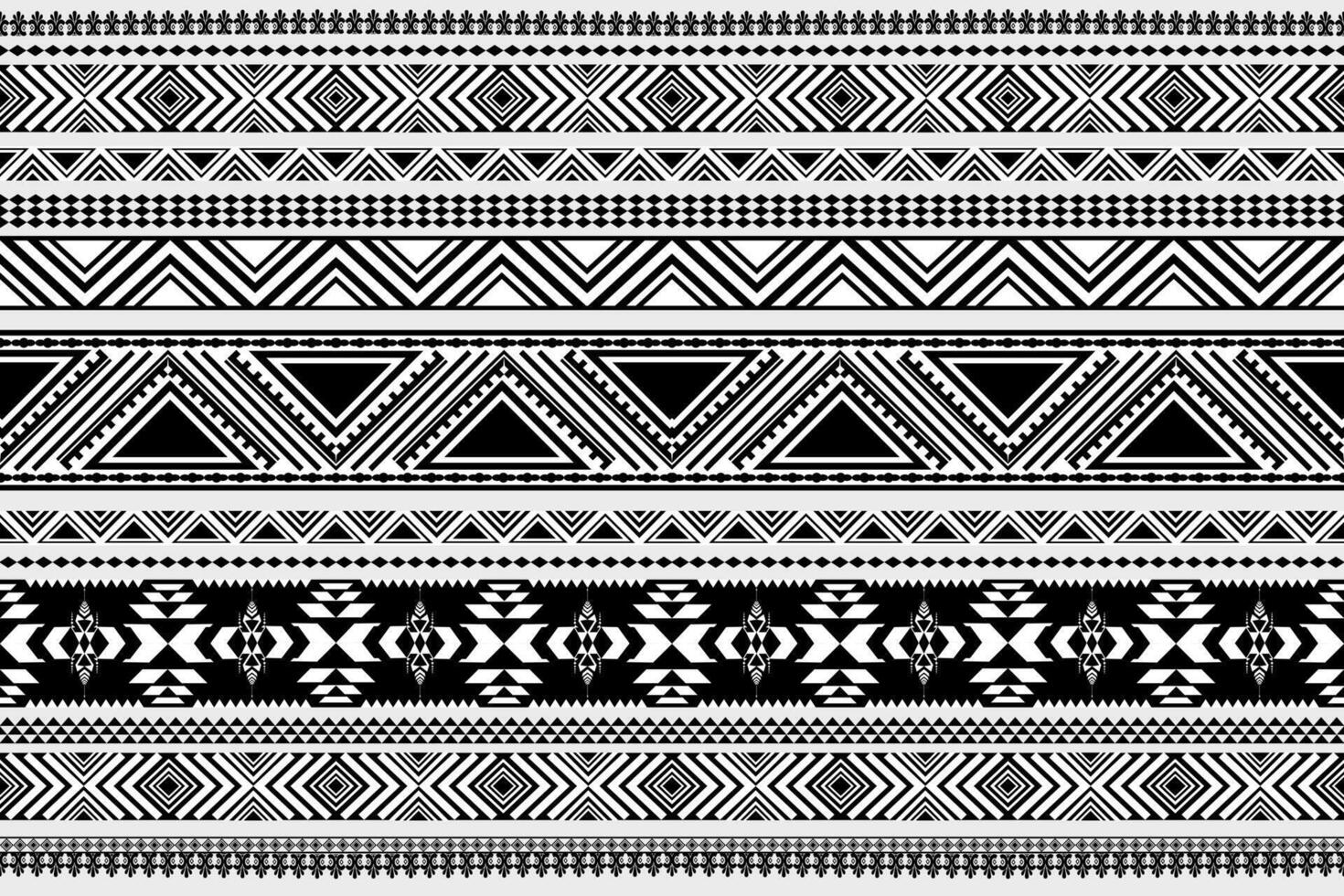 Native tribal seamless black and white pattern background. vector