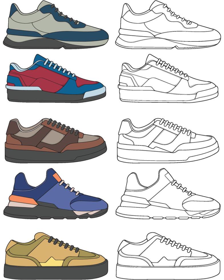 Urban Footwear Pack Hand Drawn Sneakers for Lifestyle and Fashion Projects vector
