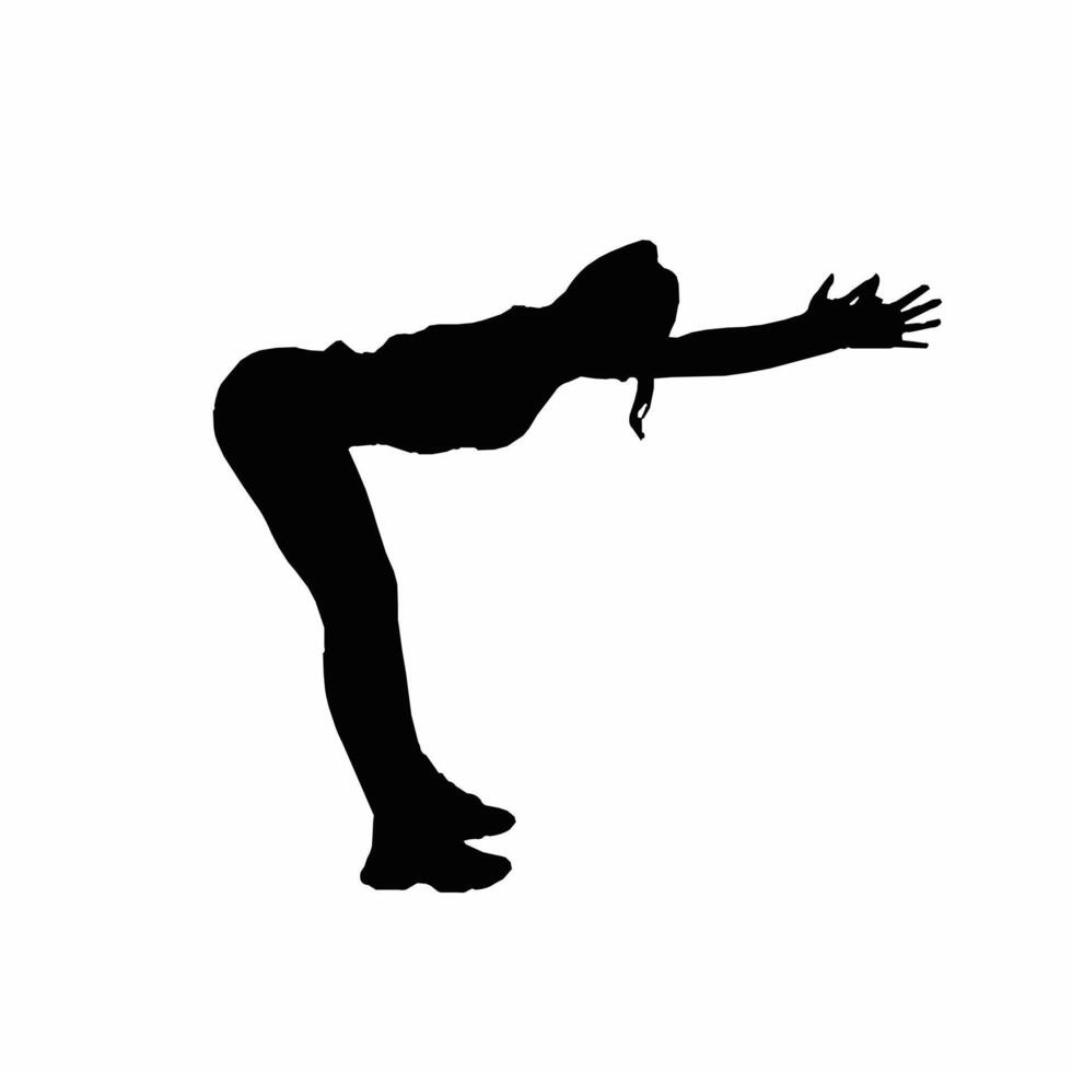 Black Silhouettes of Women Doing Stretching vector