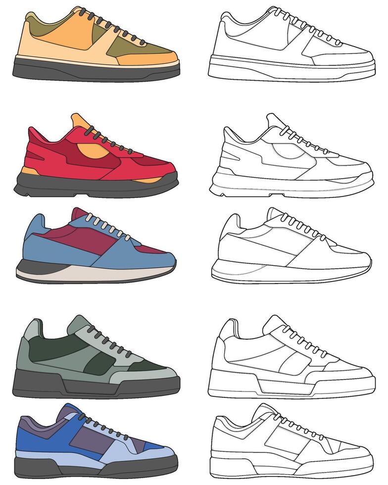 Footwear Illustration Pack Streetwear Sneaker Designs vector