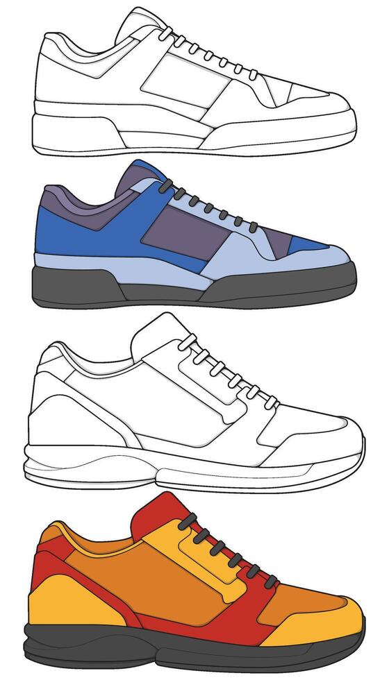 Set sneaker shoe concept. Sneakers design illustration. Set of sneakers style. Sneakers side view. Fashion sneakers vector