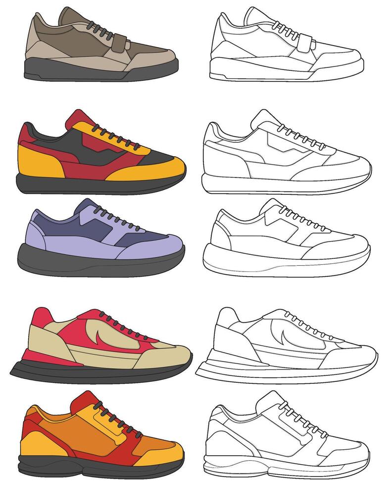 Sneaker Art Bundle Custom Shoe Illustrations in Two Styles vector