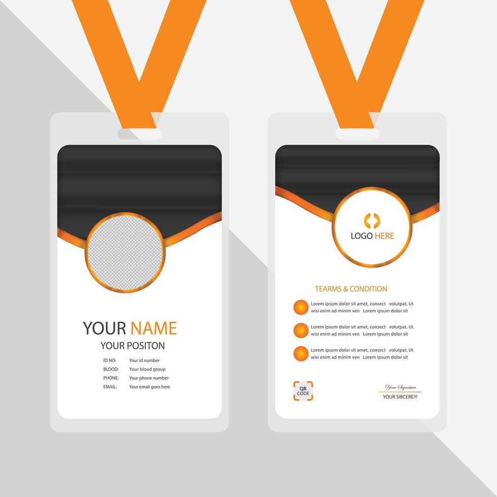 id card template with orange and black design vector