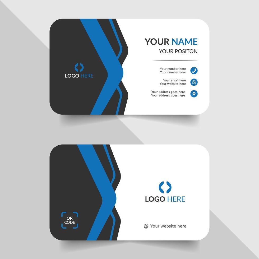 a business card with blue and black design vector