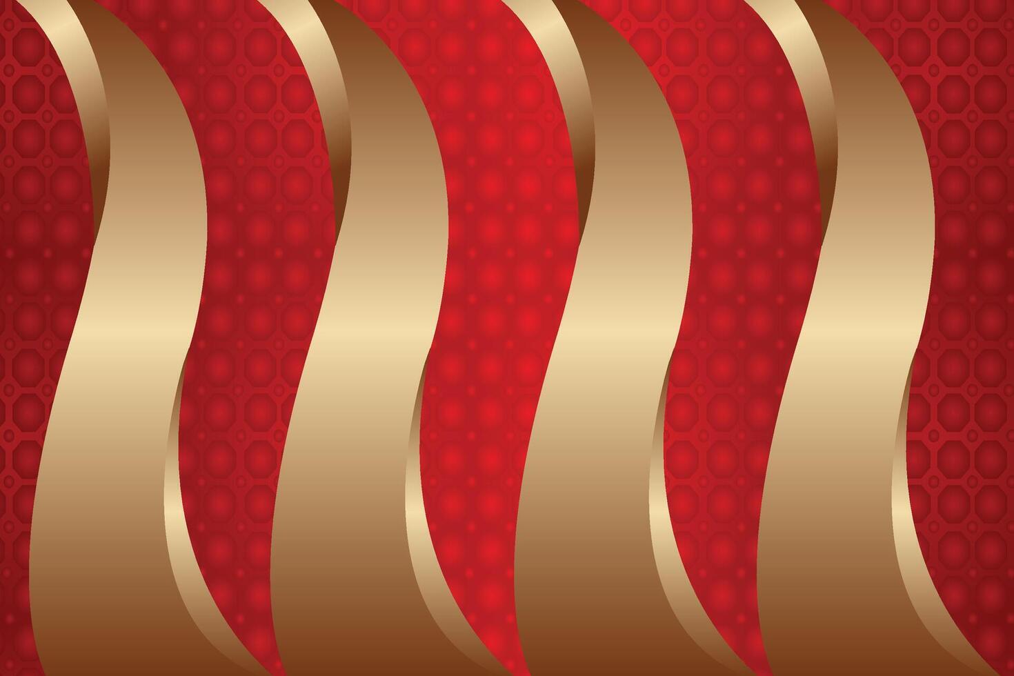 golden waves on red background with a red background vector