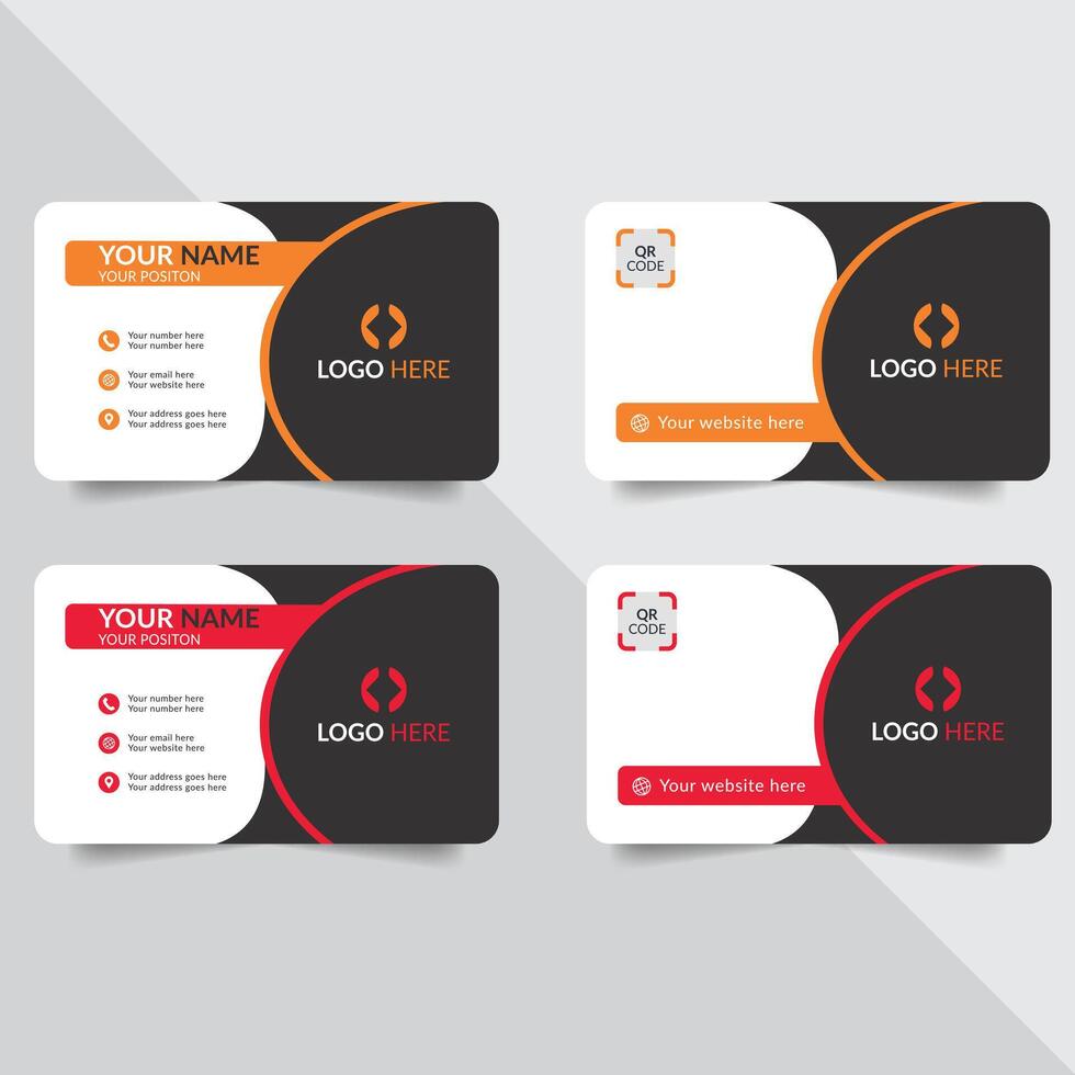 business card template with black and orange colors vector