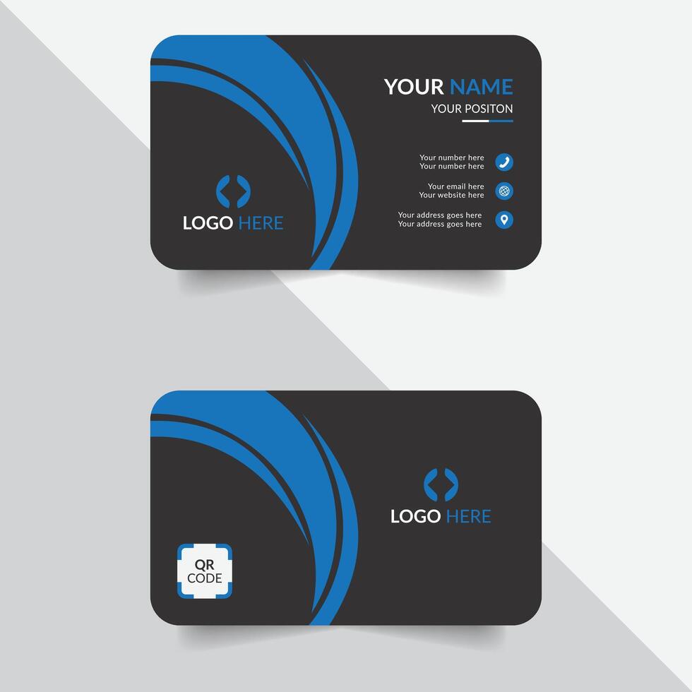 business card template with blue and black design vector