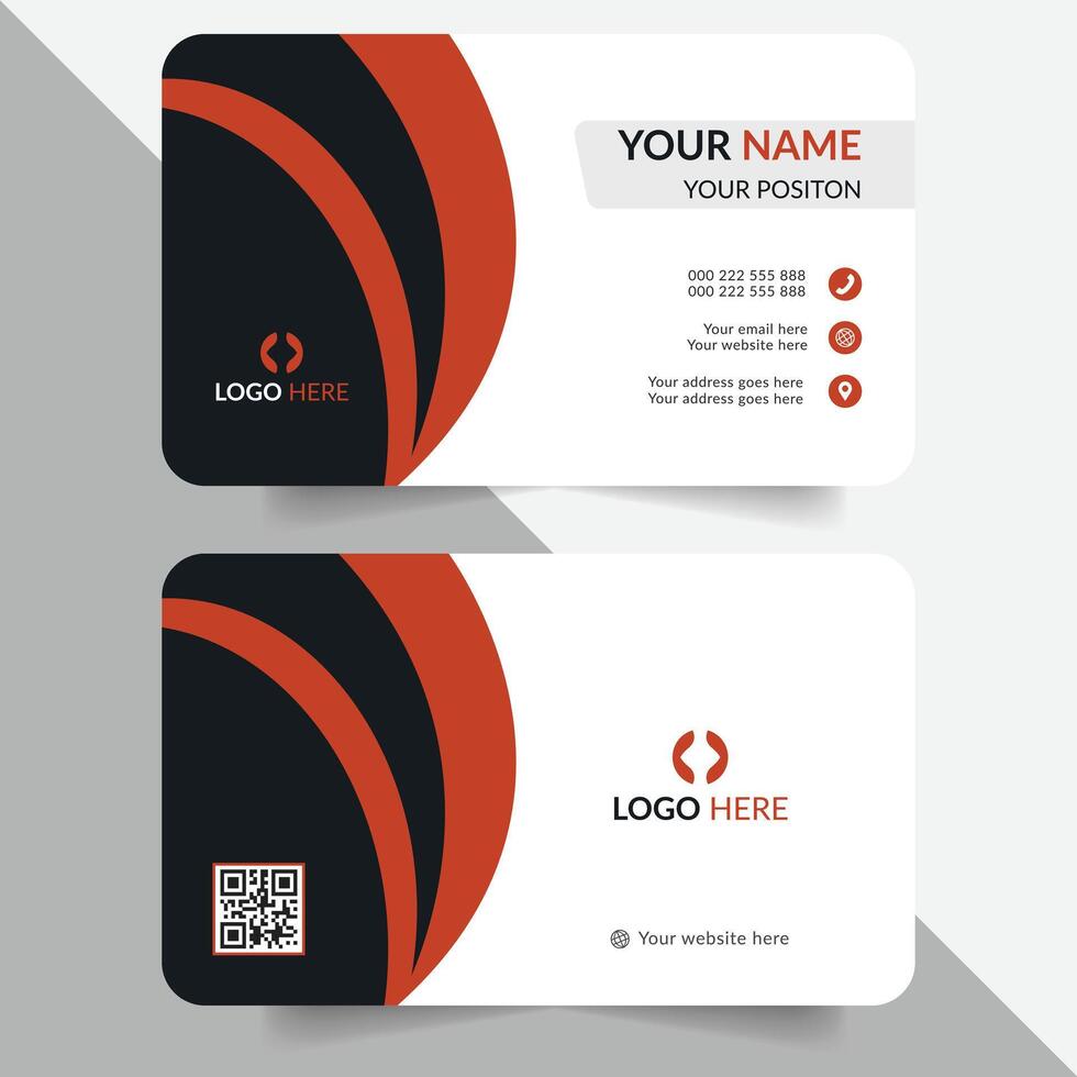 modern business card template with black and red design vector