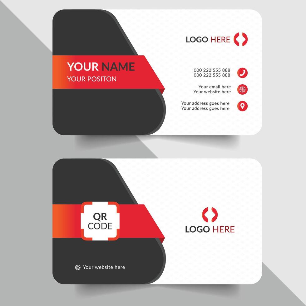 business card template with red and black colors vector