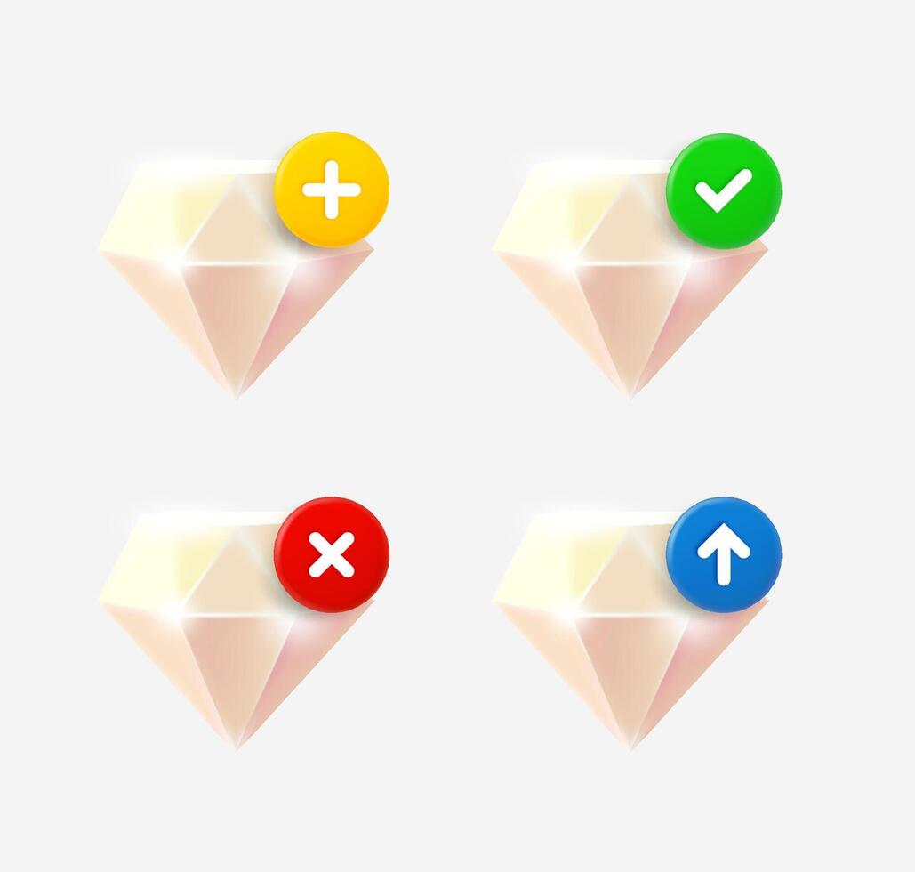 Diamond icons for user actions vector