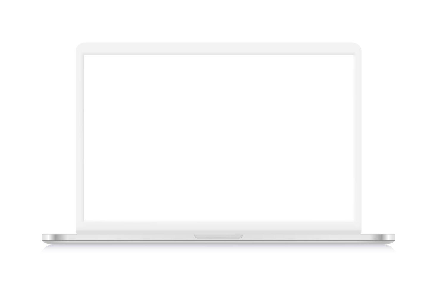 White laptop with white screen isolated on white background. 3d mockup vector