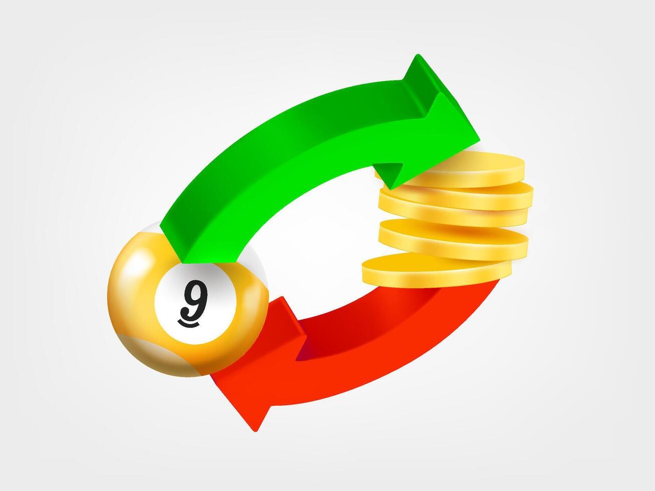 Billiard ball and coins exchange graphic vector