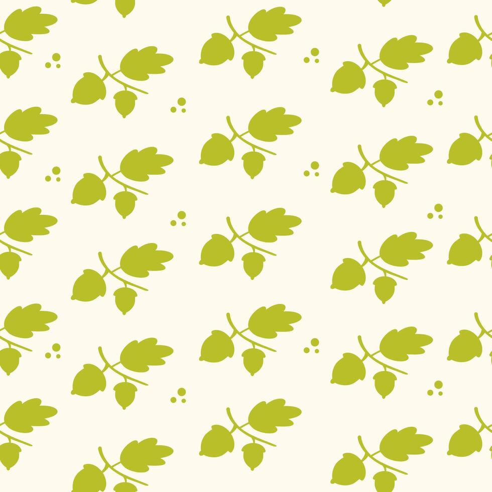 Silhouette green leaves seamless pattern. Simple botanical background vector