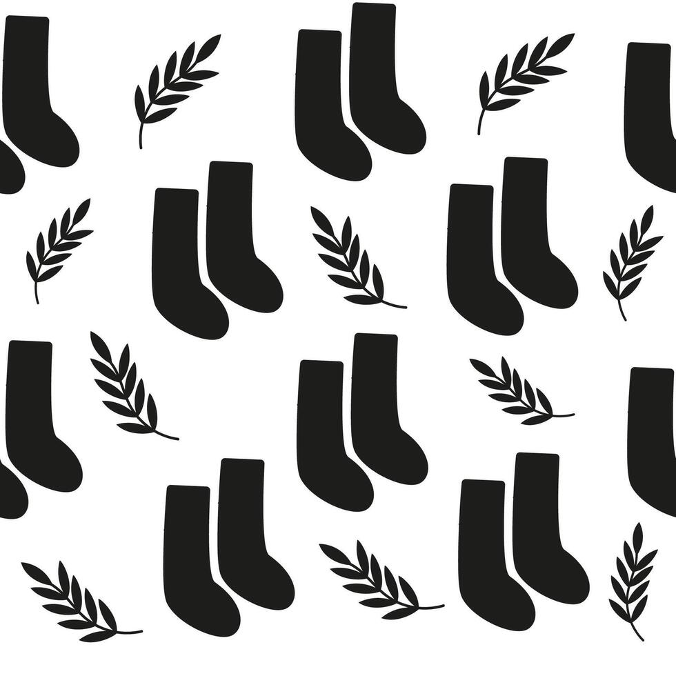 Socks silhouette seamless pattern. Autumn footwear background vector