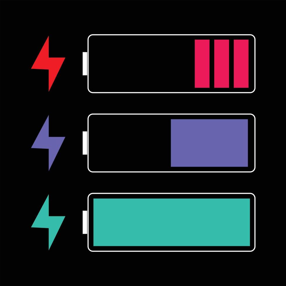 Battery charging status indicators vector