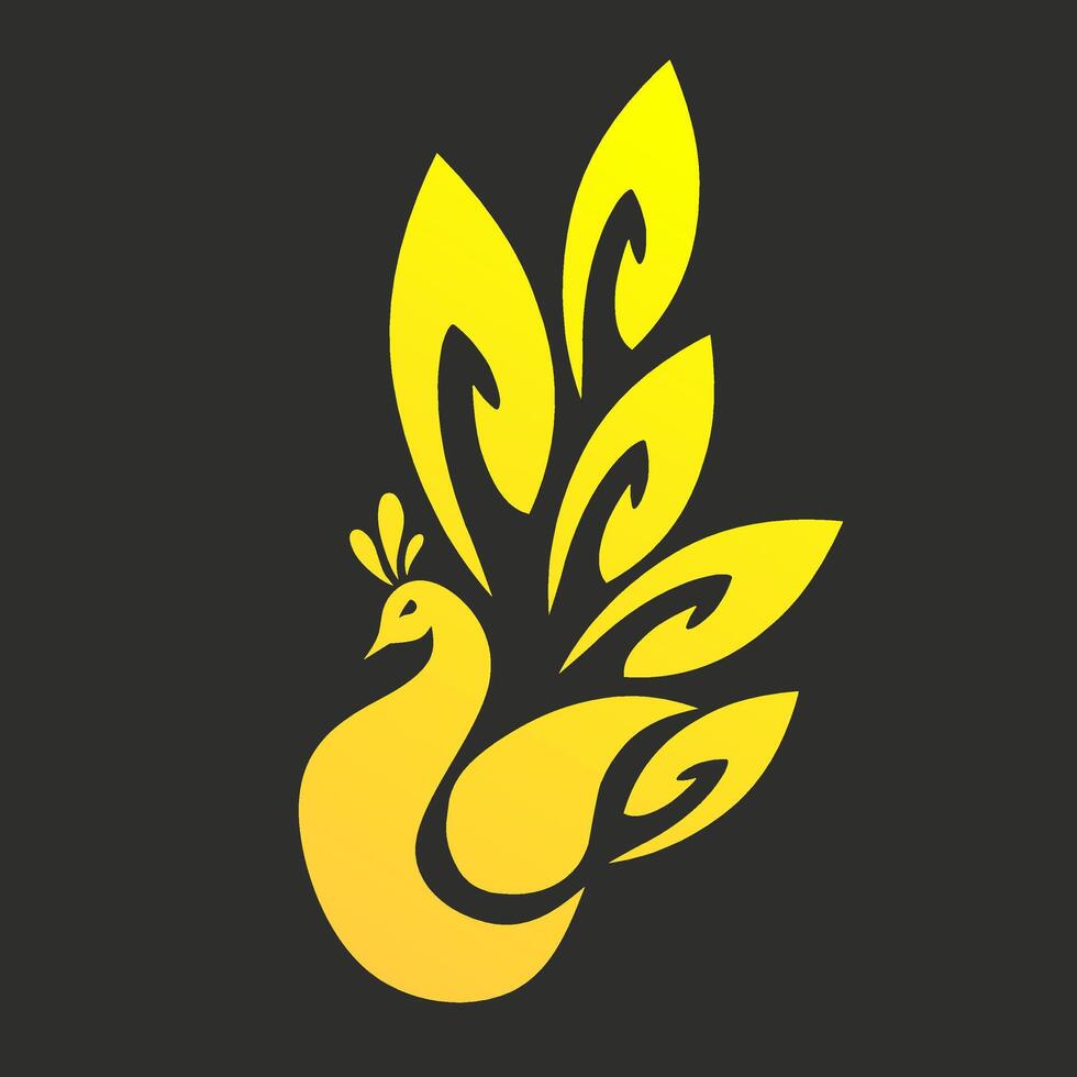 Illustration design graphic symbols of a golden peacock in tribal style. Suitable for logos, tattoos, and other purposes. vector